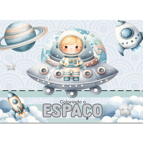 Livro de colorir|Tema Astronauta - Capa dura - A5- 50 Folhas grossas - Personalizável