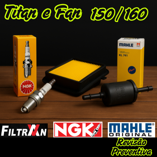 Filtro De Ar + Vela NGK + Filtro de  Combustível Honda Titan Fan 150 160 2014 a 2024 em Oferta na Shopee