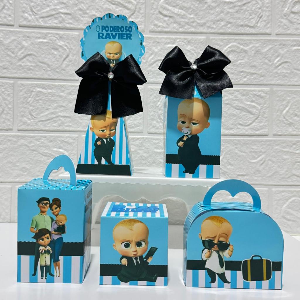 Kit Festa O Poderoso Chefinho - Lembrancinhas Personalizadas - Caixas Surpresa - Tema Infantil - Pegue e Monte