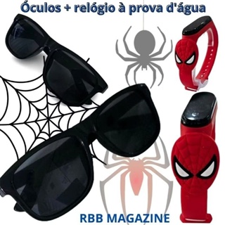 Kit Óculos de Sol Infantil Homem Aranha + Relógio à Prova d'água Spiderman em Oferta na Shopee