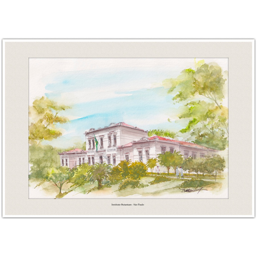 Instituto Butantam - São Paulo | Arte em Aquarela para Quadro Decorativo | Decoração Elegante | A4