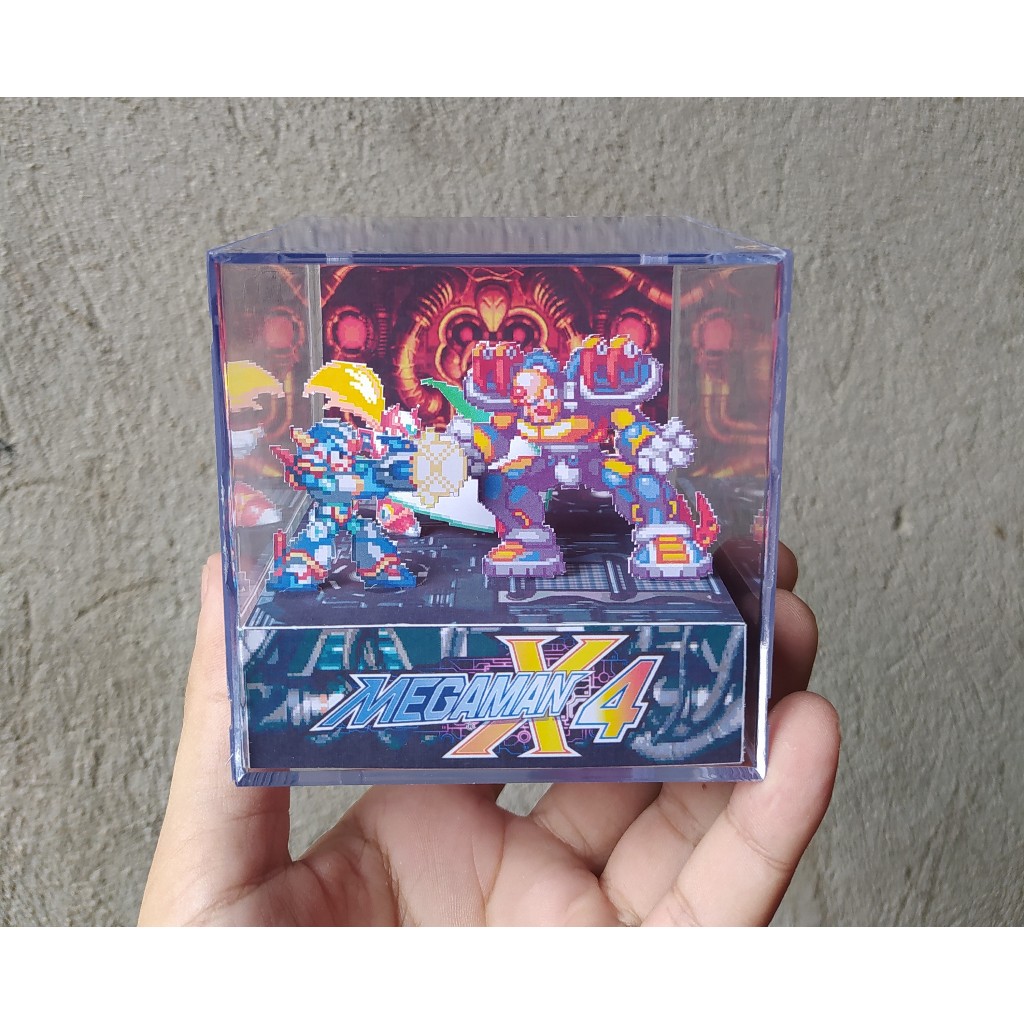 Cubo diorama Megaman x4 Batalha contra Sigma