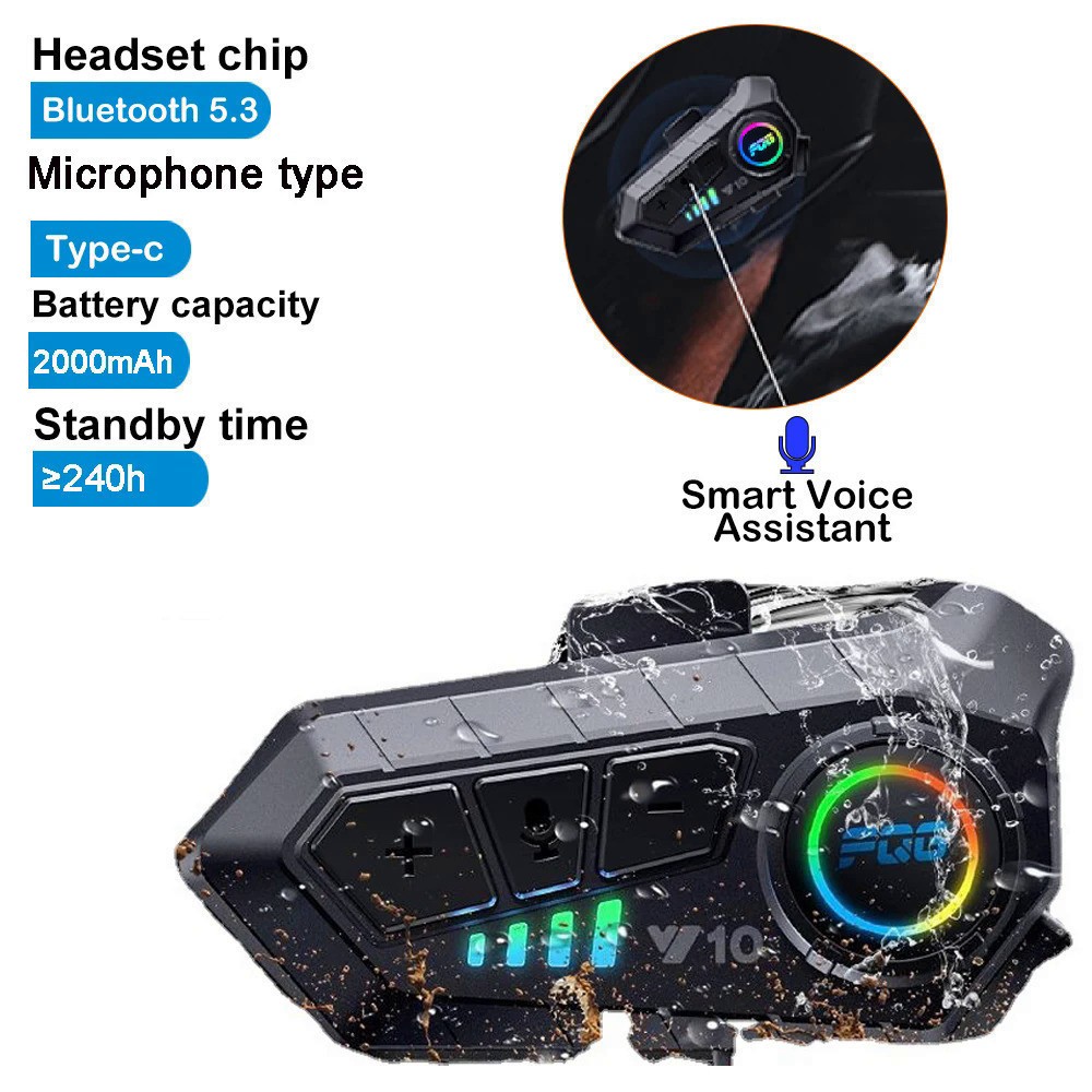Y10 Hard Mic Fone De Ouvido Sem Fio Bluetooth 5.3 Para Capacete De Motocicleta Com Redução De Ruído IPX6 À Prova D'água