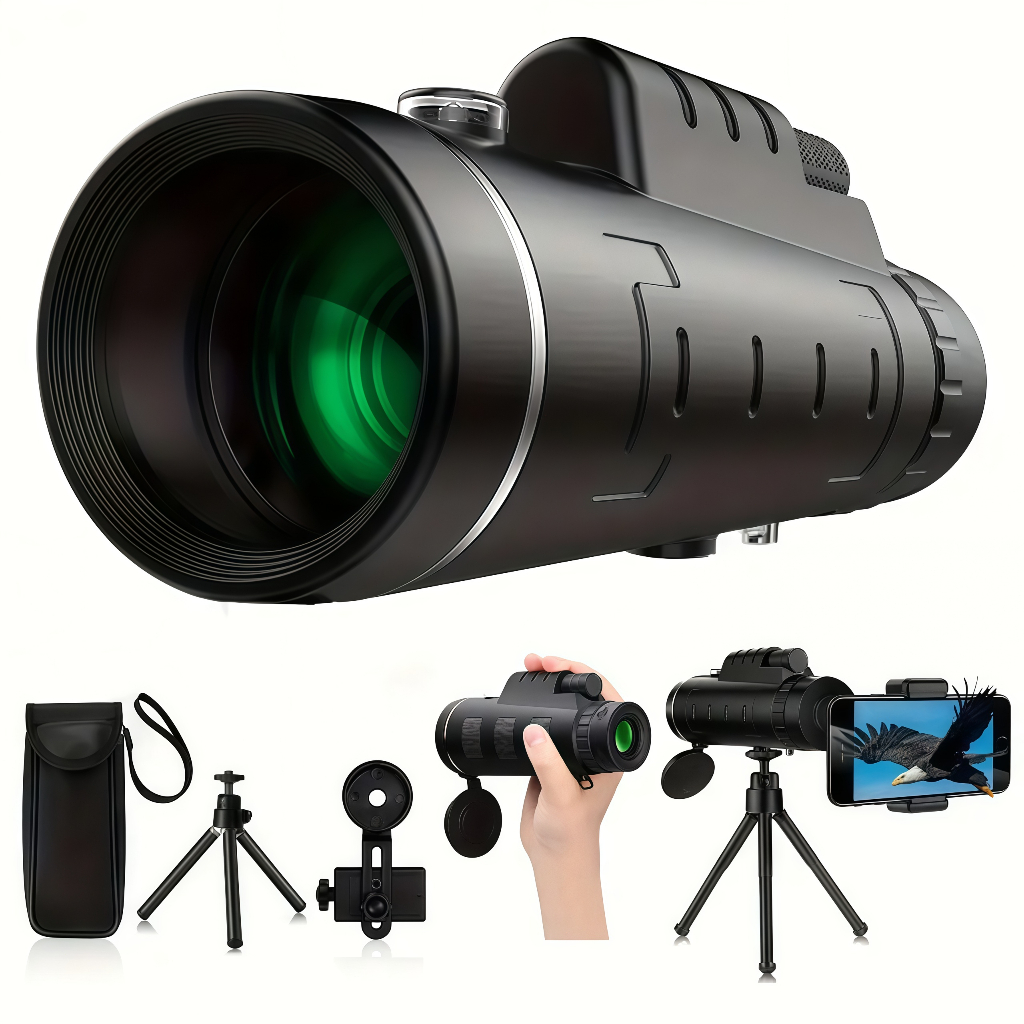 Monóculo Telescópio HD 40x60 Portátil com Zoom (com Tripé e Suporte para Celular)