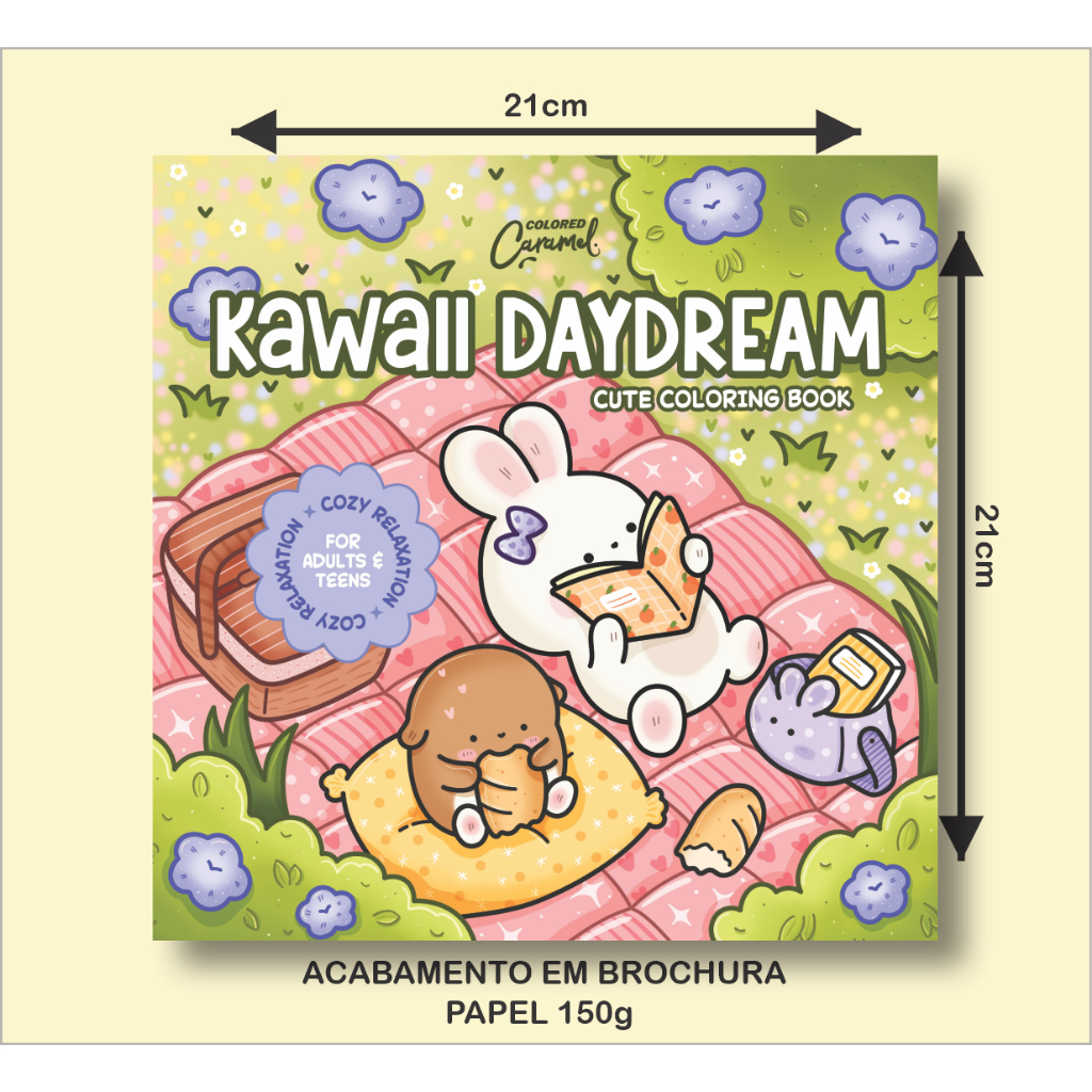 Livro de colorir KAWAII DAYDREAMY com 42 Páginas de 21x21 centimetros em Oferta na Shopee