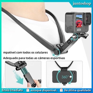 Suporte de Pescoço Esticável com Rotação de 360°, compatível com celular e câmera de ação em Oferta na Shopee