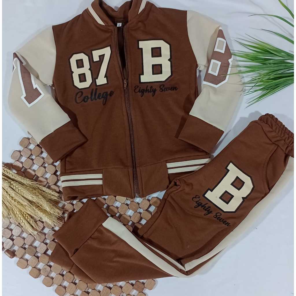 Conjunto Infantil Moletim Menino Inverno | Casaco e Calça College 87B - Roupa Quentinha e Estilosa
