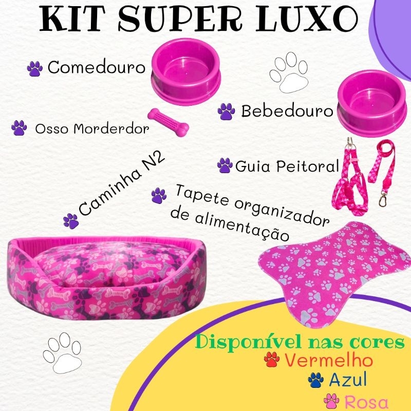 Kit Para Cachorro Pet Super Luxuoso Caminha Pet Pequeno N2