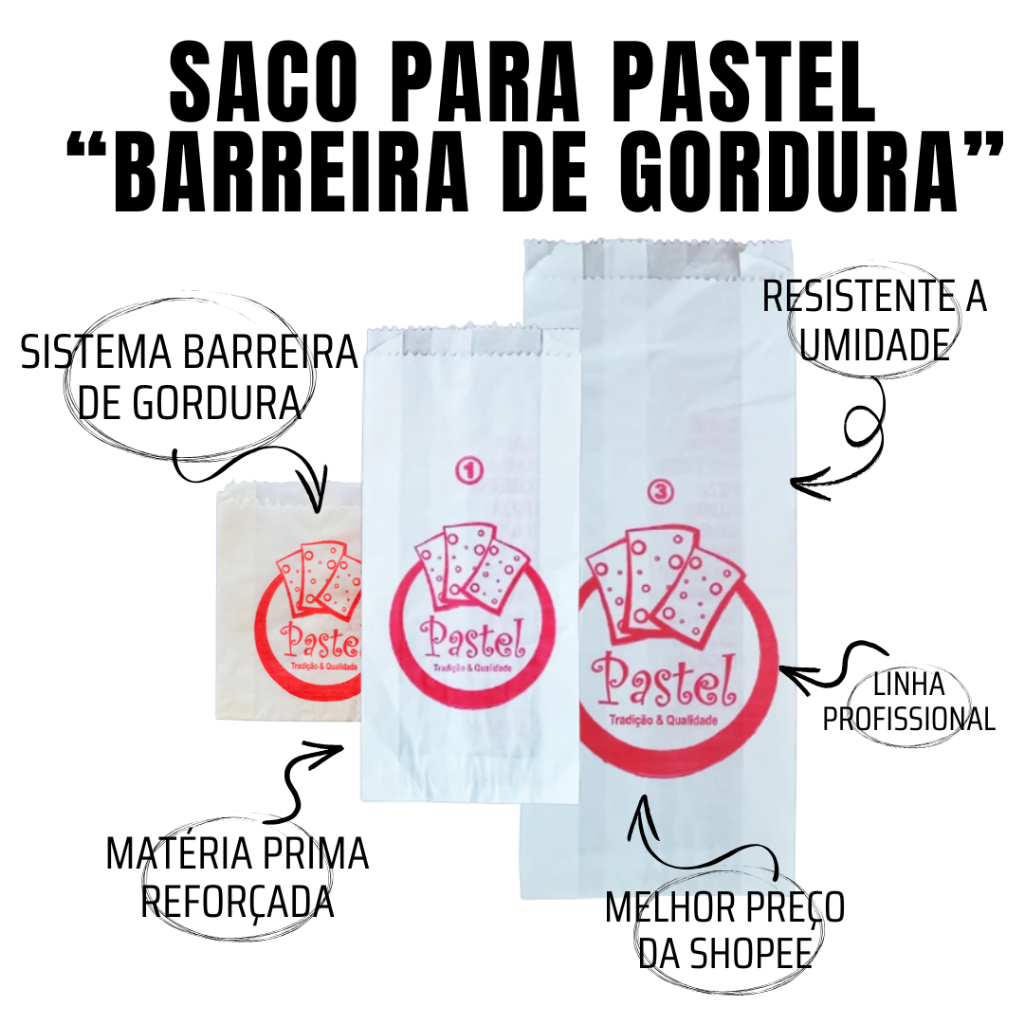 500UN SACO PARA PASTEL BARREIRA GORDURA PROFISSIONAL