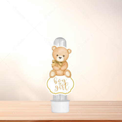 Aplique para Tubete CHÁ DE REVELAÇÃO URSINHO DOURADO | personalizado | festa | lembrancinha | kit | revelação