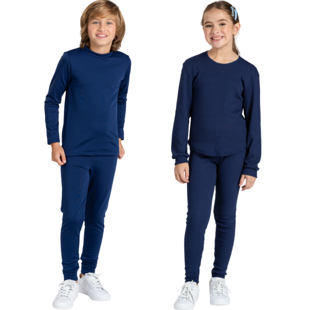Conjunto Termico Infantil Unissex Tamanho 2 ao 14 Flanelado Segunda Pele Frio Quentinho