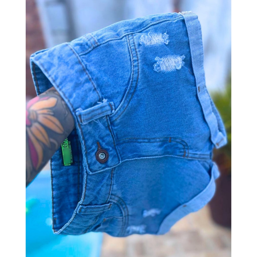 Short Jeans Feminino Cintura Alta Cós Alto Barra Dobrada da Moda Empina Bumbum Look Despojado em Oferta na Shopee