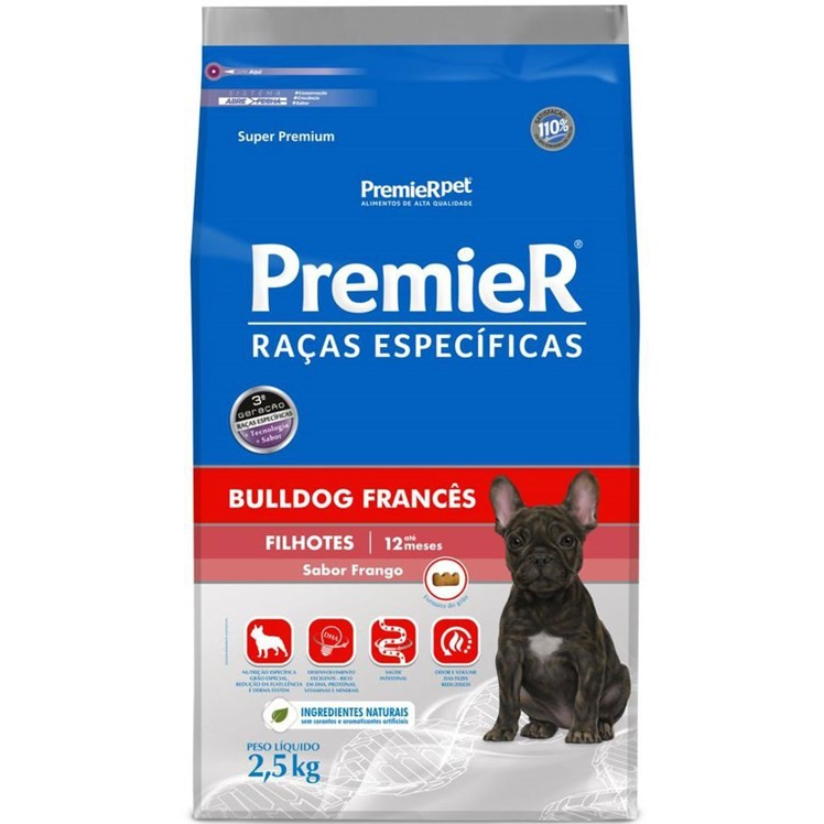 RAÇÃO PREMIER RAÇAS ESPECIFICAS BULLDOG FRANCÊS FILHOTE FRANGO 2.5KG