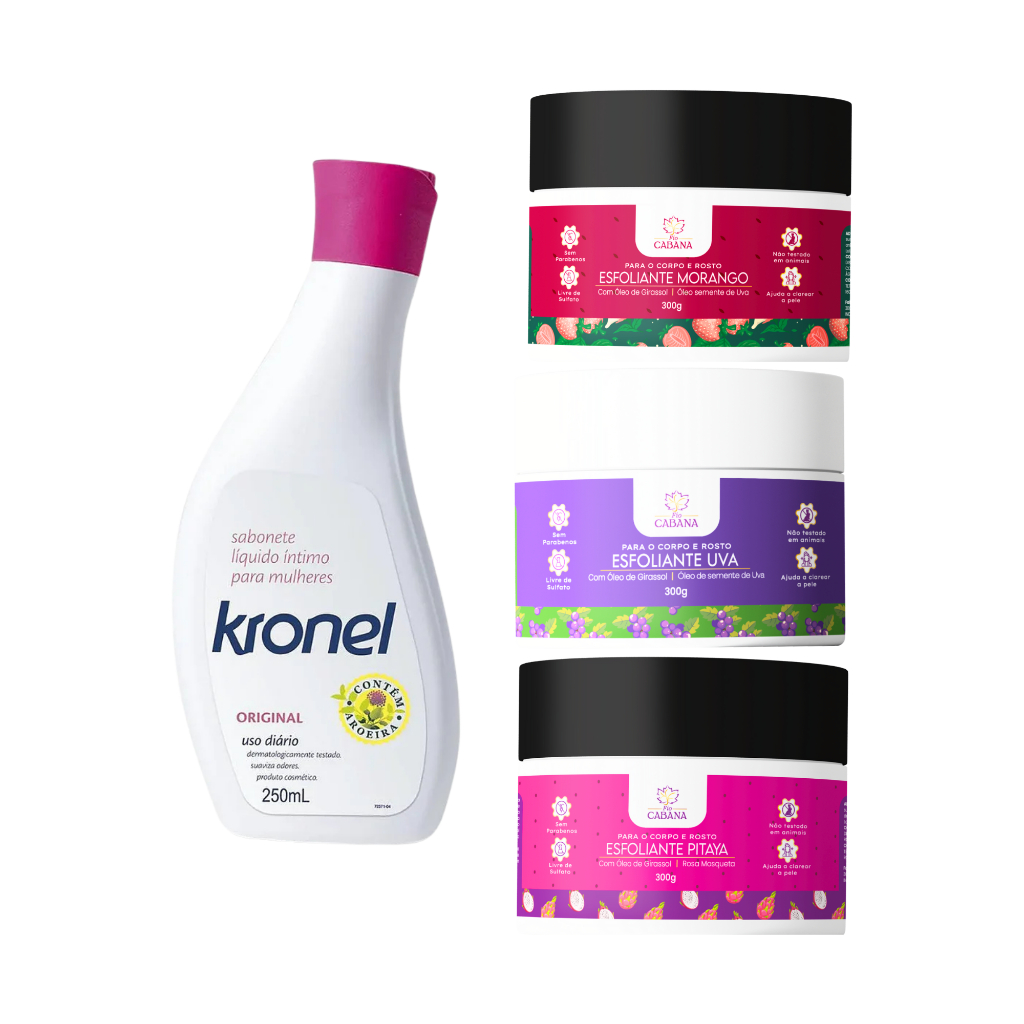 Sabonete Íntimo Kronel 250mL + Esfoliante Fio Cabana 300g | Cuidado Íntimo e Pele Renovada