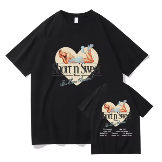 Camiseta Camisa Blusa Algodão Unissex Curto n' doce tour 2025 tshirt sabrina carpenter