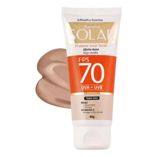 Protetor Solar Facial efeito base 40g Abelha Rainha Bege Médio FPS 70 em Oferta na Shopee