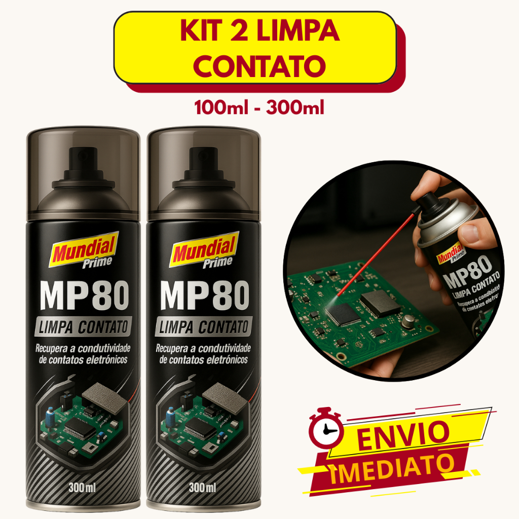 Kit 2 Limpa Contato Spray Elétrico Eletrônico Aerosol - 100ml | 300ml