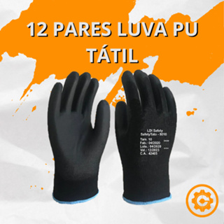 12 Luvas Táteis Banhadas em PU Tátil Black – Precisão e Conforto p/ Serviços Gerais em Oferta na Shopee