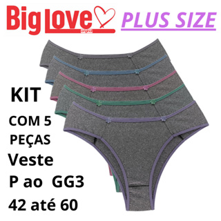 kit 5 calcinha BIG LOVE  Tangão Plus Size de Microfibra Tamanhos P ao GG3 ( veste 42 ao 60 ) Ref011 em Oferta na Shopee