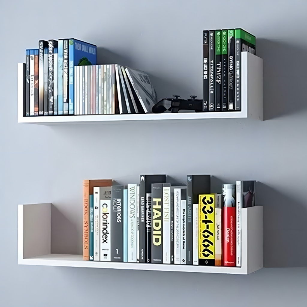 Kit 02 Prateleiras U 50cm Branco Sala Quarto Livros Fotos MDF Branco