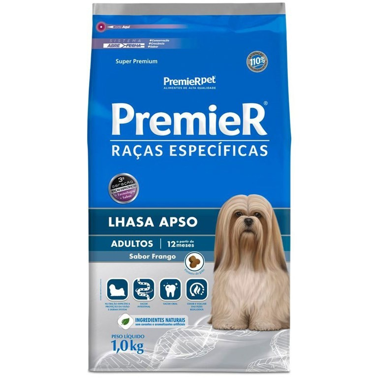 RAÇÃO PREMIER RAÇAS ESPECIFICAS LHASA APSO CÃES ADULTOS FRANGO 1KG