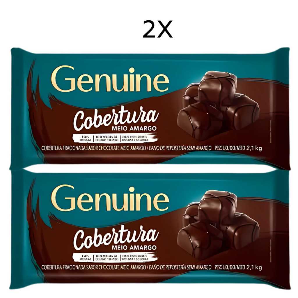 Kit 2x Cobertura Fracionada Meio Amargo Genuine 2,1kg (Total 4,2kg)