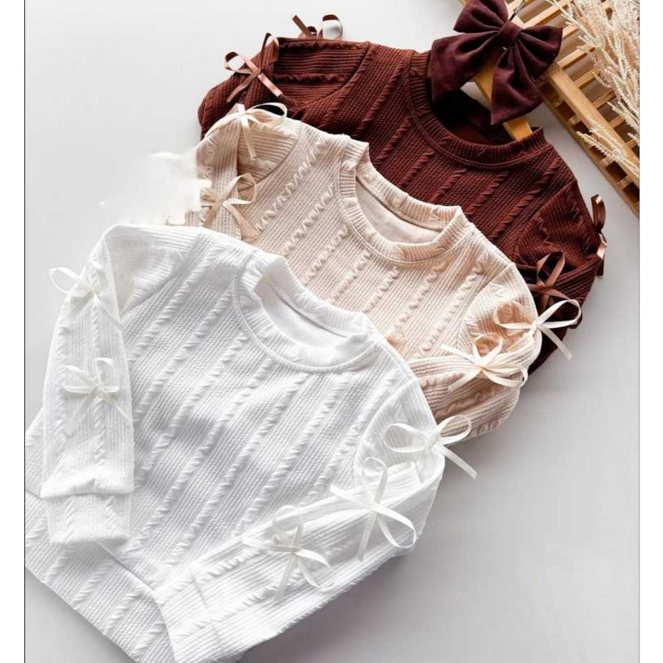 Blusa Infantil menina manga longa comprida lacinhos moda detalhe lacinhos frio inverno em Oferta na Shopee