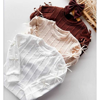 Blusa Infantil menina manga longa comprida lacinhos moda detalhe lacinhos frio inverno em Oferta na Shopee