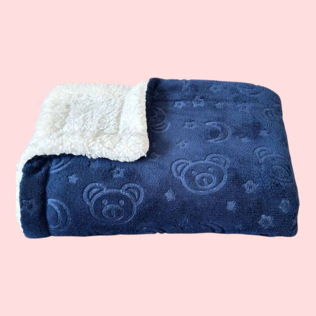 Cobertor Premium De Ursinho 3D Para Bebê Dupla Face Soft Com Sherpa