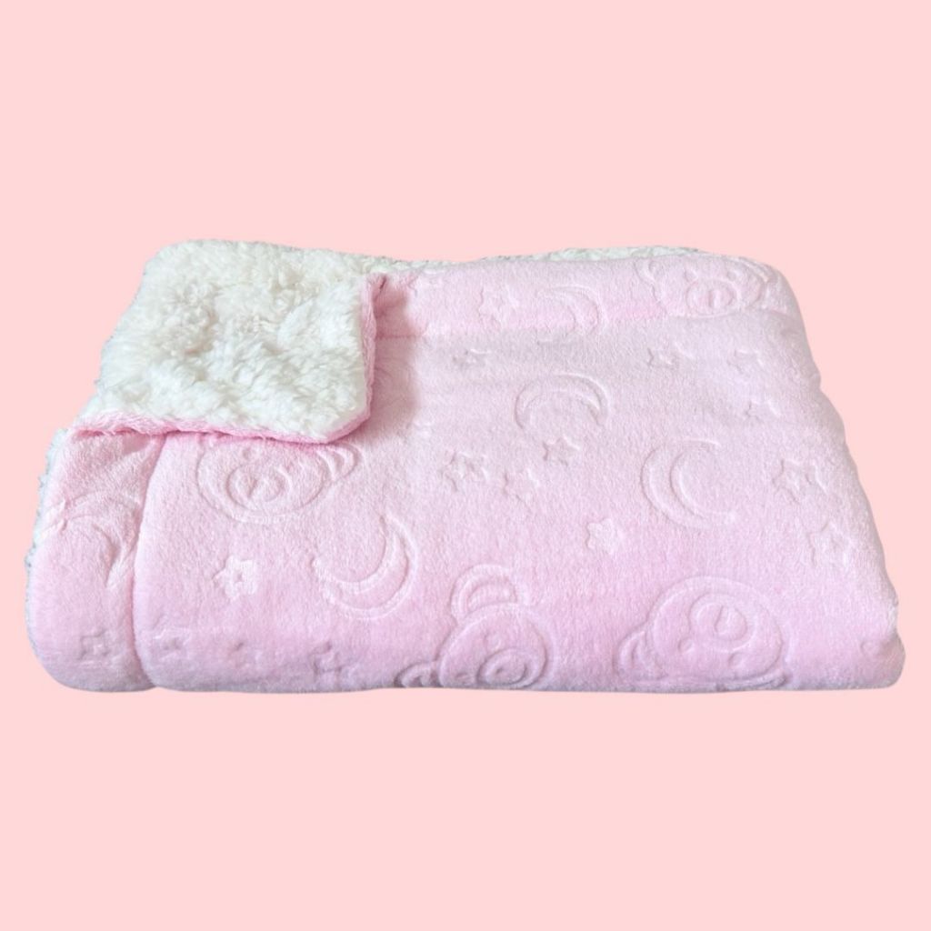 Cobertor Premium Para Bebê Dupla Face Ursinho 3D Com Sherpa