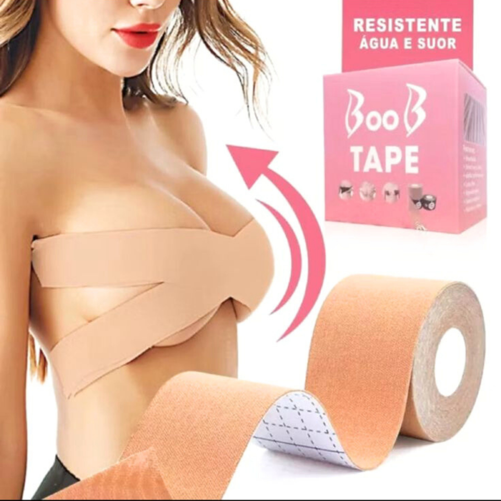 Sutiã Rolo Adesivo Levanta peito Seio Fita Invisível Boob Tape Adesivo de Mamas Sustentação 5 metros