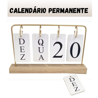 CALENDÁRIO PERMANENTE DE MESA COM DATA MÊS E DIA DA SEMANA MADEIRA HOME OFFICE DECORAÇÃO em Oferta na Shopee