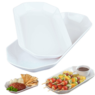 Jogo de 2 Travessas Bandeja Retangular Para Servir - De Melamina Premium Branca Bellagio em Oferta na Shopee