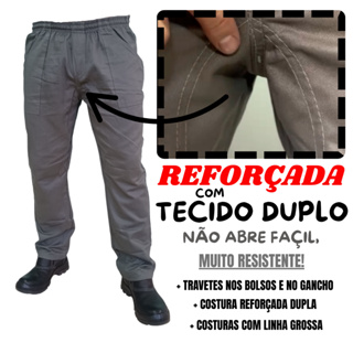 CALÇA REFORÇADA! Brim pesado! Sem Faixa Refletiva Cinza Preta fardamento Uniforme profissional em Oferta na Shopee