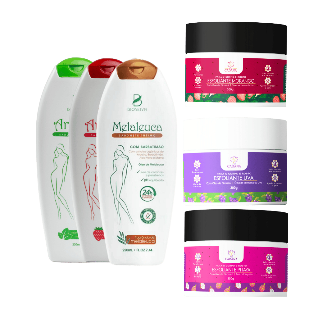Sabonete Íntimo BioSeiva 220mL + Esfoliante Fio Cabana 300g | Escolha sua combinação ideal