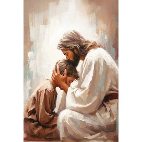 Imagem Quadro Decorativo Jesus e Criança Conforto Espiritual