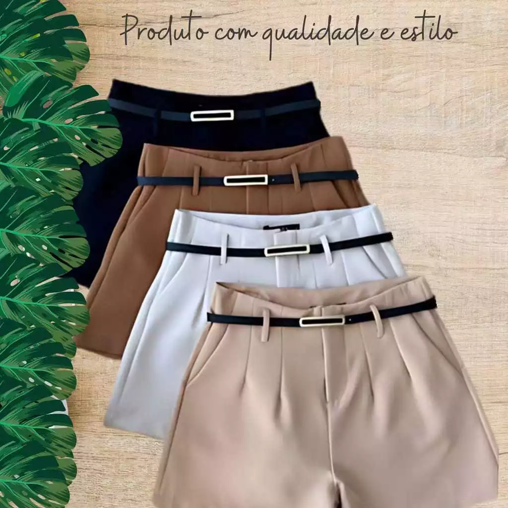 Short Feminina Alfaiataria Com Siper na Lateral Premium Novo Lançamento — imagem 1