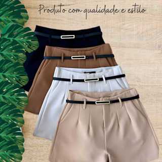 Short Feminina Alfaiataria Com Siper na Lateral Premium Novo Lançamento em Oferta na Shopee