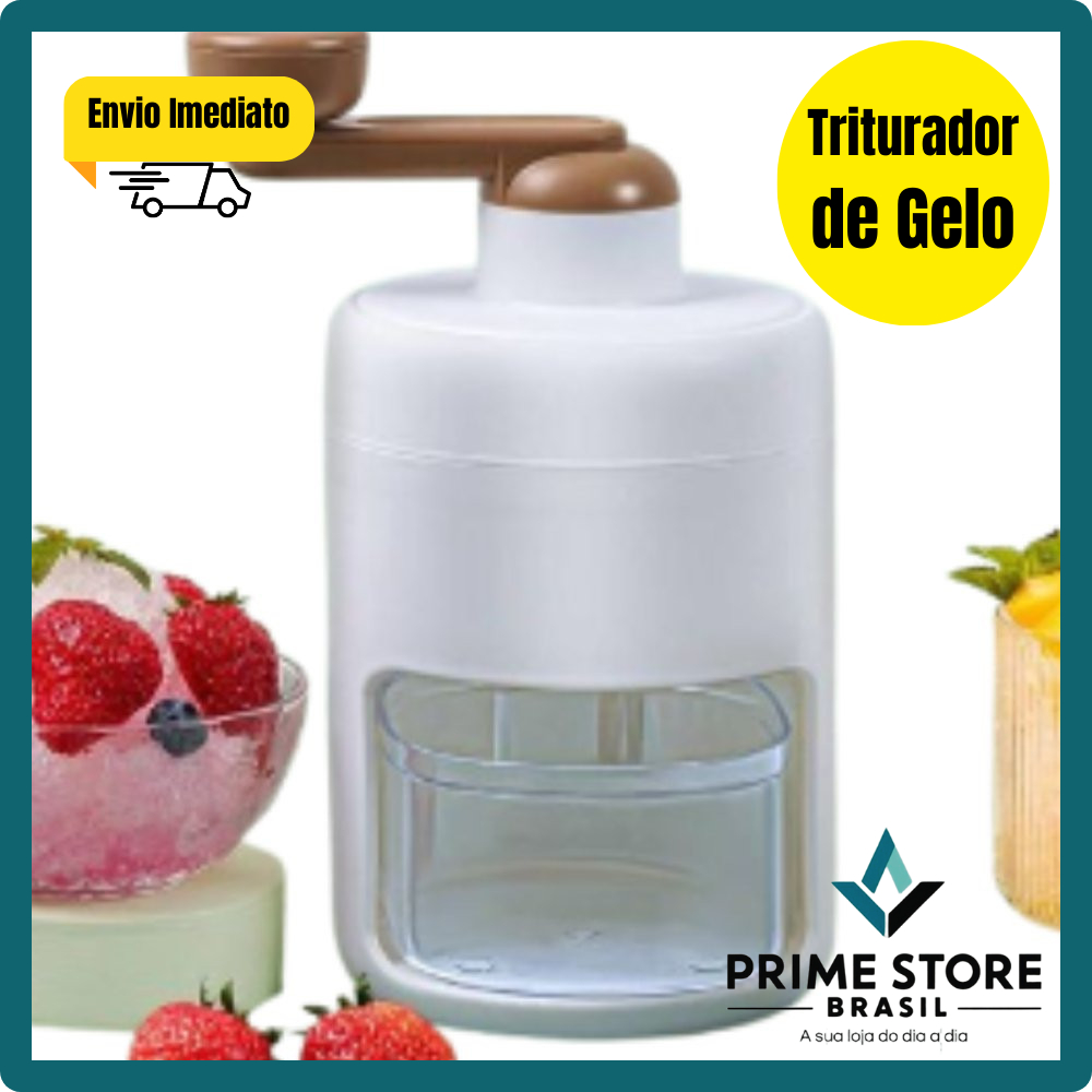 Triturador de Gelo Manual com Manivela Multiuso Branco para Drinks e Sucos Quebra Gelo