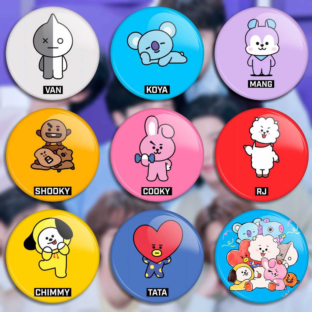 botons BTS BT21 broches Kpop, pins, buttons coloridos em Oferta na Shopee