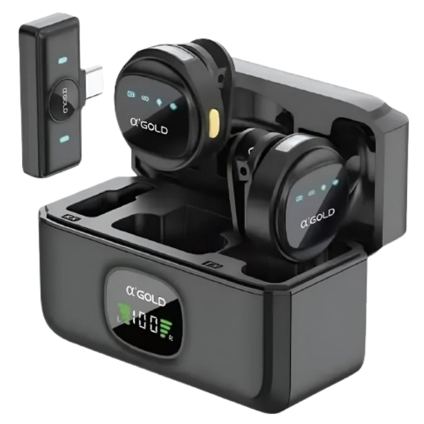 Microfone De Lapela A'Gold Profissional Sem fio Redondo Magnético Com Redução de Ruído por IA