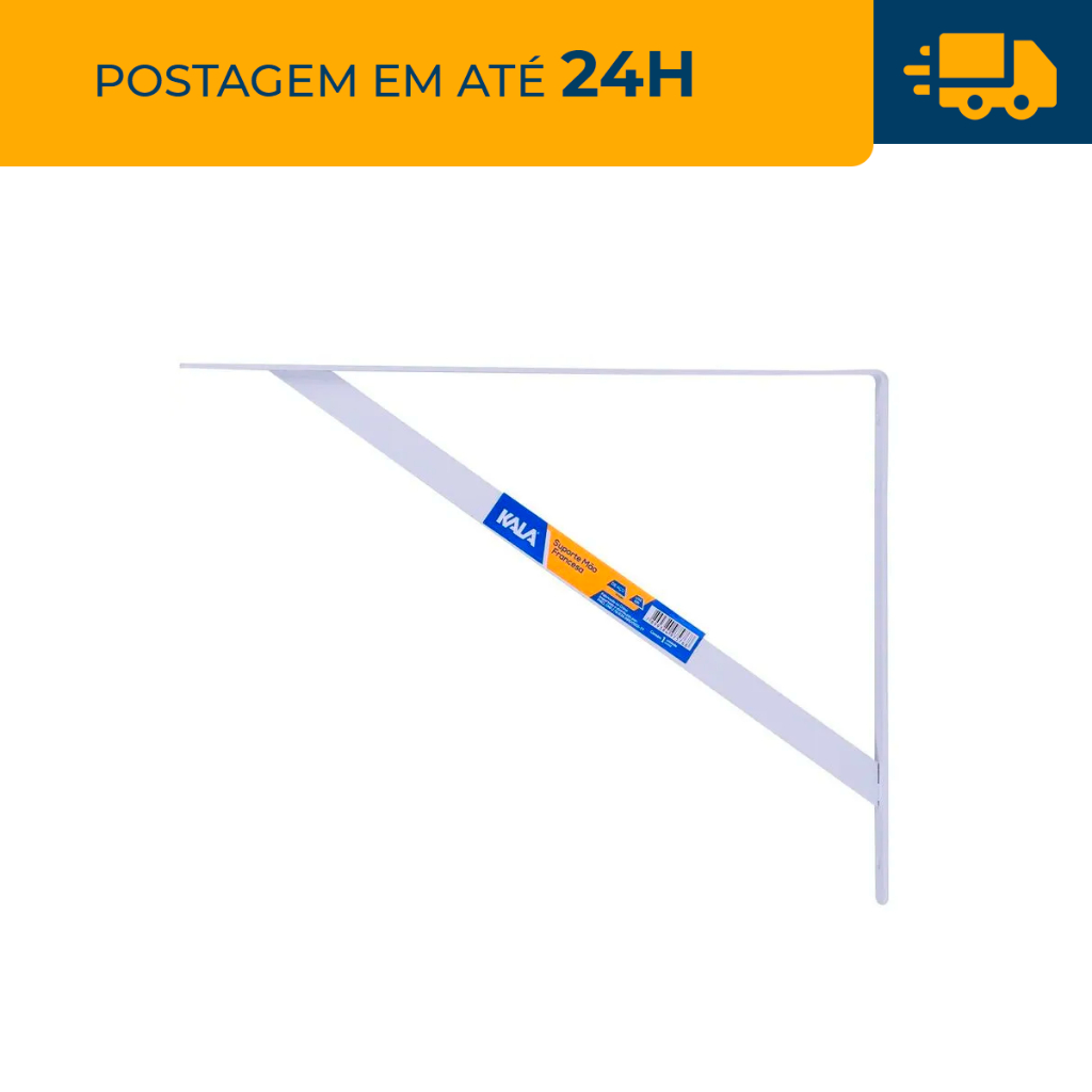 Jogo Kit 2 Suporte Mão Francesa 25cm em Aço Multiuso Cor Branco Kala