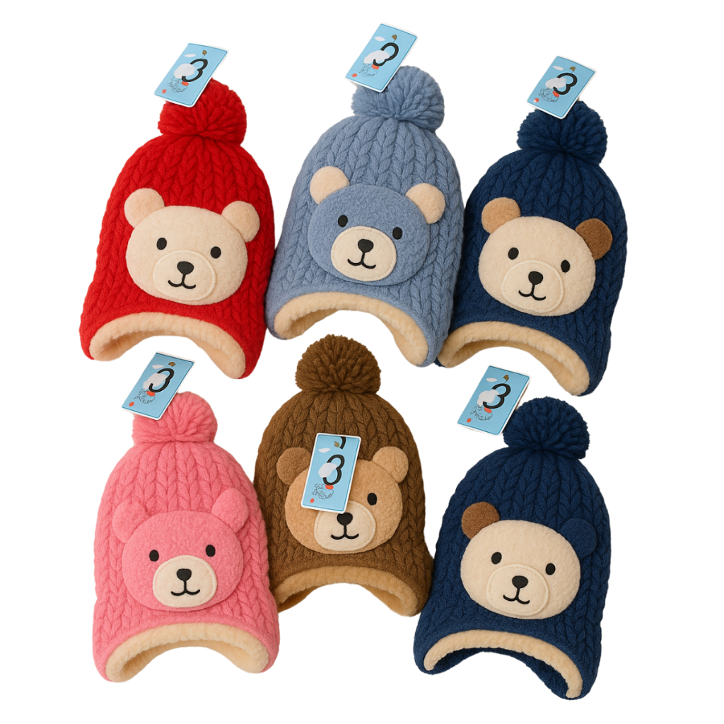 Touca Infantil Inverno – Gorro Forrado Quentinho com Estampa de Urso, Moda e Proteção