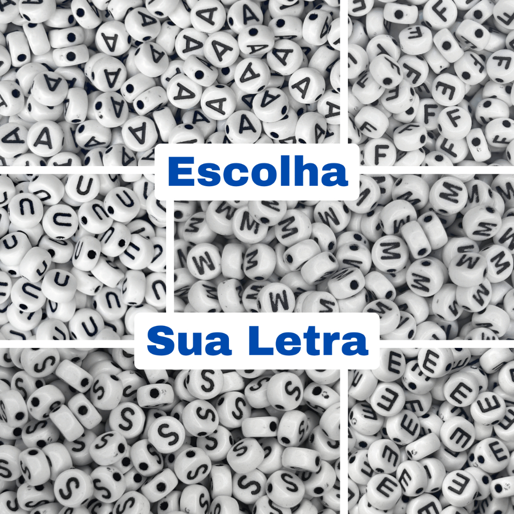 Miçanga Letras Alfabeto Escolha sua Letra Infantil Para Pulseiras e Artesanatos 1000 / 500 / 200 / 100
