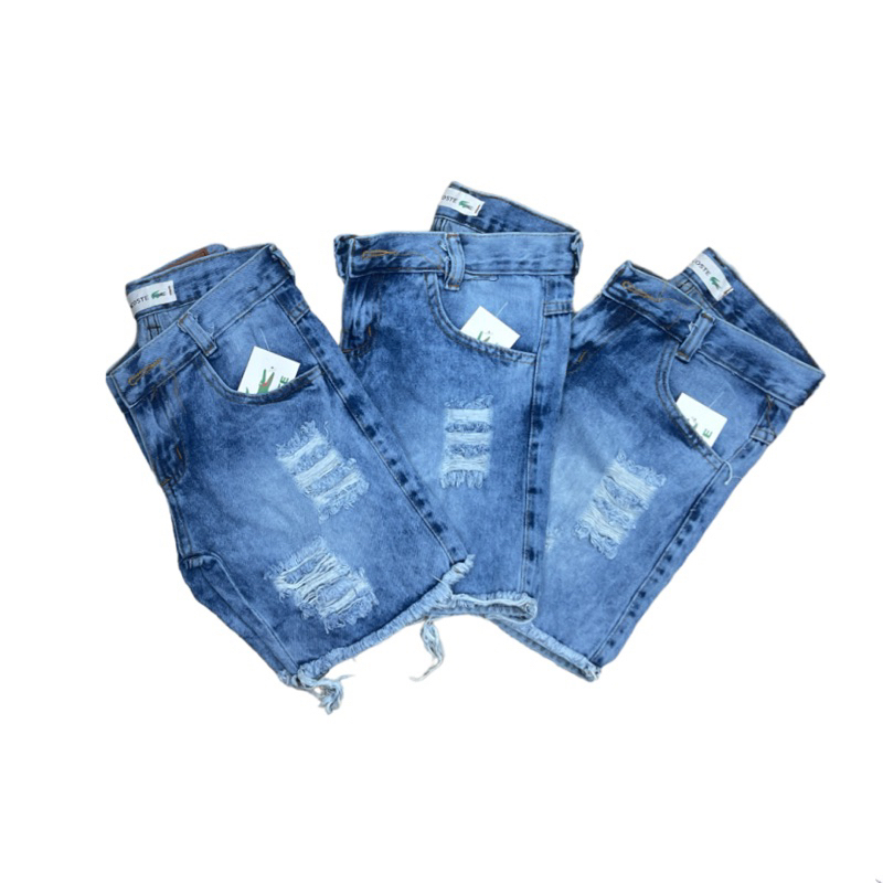 KIT 2 Bermuda Jeans Masculina infantil juvenil rasgada com regulador 01 ao 16 em Oferta na Shopee