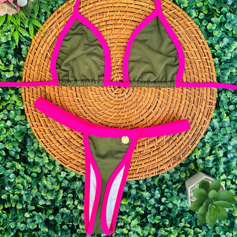 biquíni fita bronze cortininha micro tecido suplex