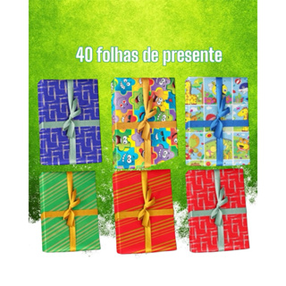 40 folhas de papel de presente 50x60 resma estampas e natal em Oferta na Shopee