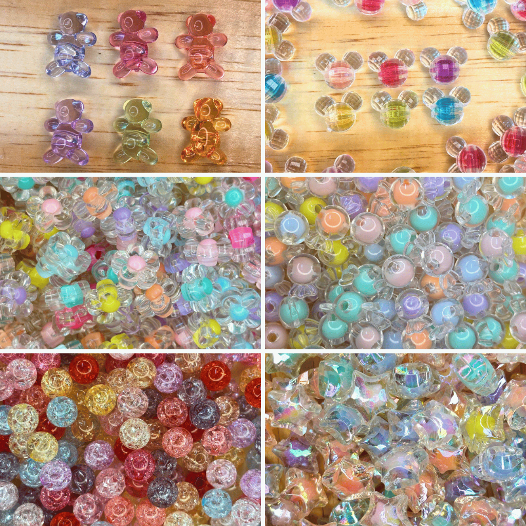 Miçanga Infantil Colorida Flor Bala Estrela Urso Para Artesanato DIY Pulseiras Chaveiro Colares 50g em Oferta na Shopee