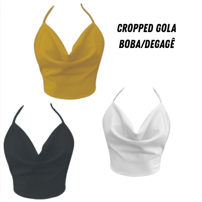 Cropped Gola Boba Feminino Amarração Costas Abertas Frente Drapeada em Oferta na Shopee