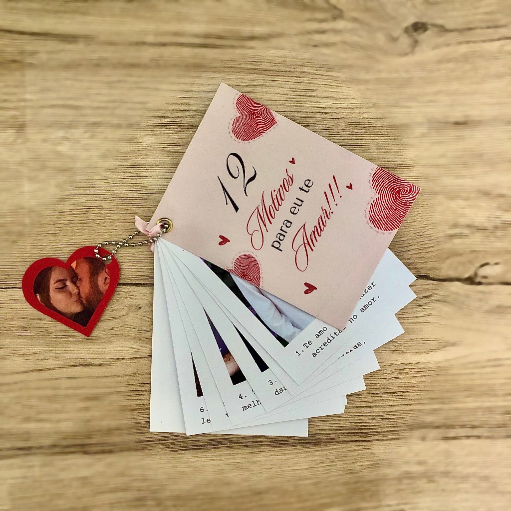 Mini Álbum de Fotos - 12 MOTIVOS PARA TE AMAR - Presente Personalizado para NAMORADOS/CASADOS - Várias Capas